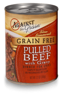 Against the Grain Grain Free Pulled Beef with Gravy Can Dog Food
