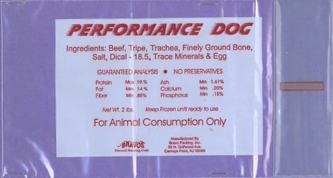 Performance Dog Raw Frozen Pet Food Recall