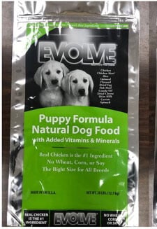 Evolve Puppy Dog Food Recall November 2018