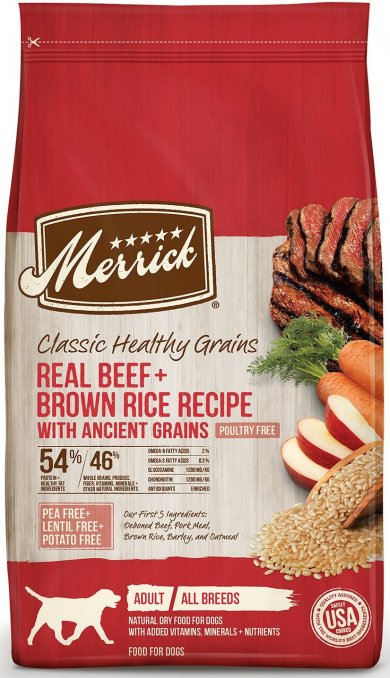 Best Dry Dog Food for French Bulldogs: Merrick Classic Healthy Grains Real Beef & Brown Rice - Best Dog Food for French Bulldogs
