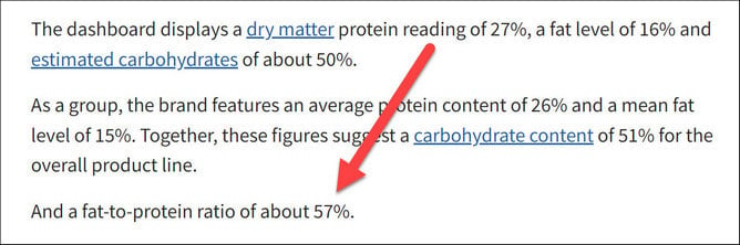 Fat-to-Protein Ratio in Nutrient Analysis Section DFA Review