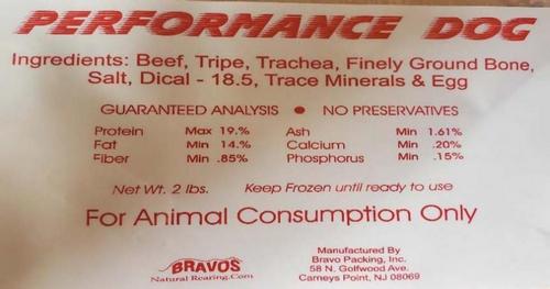 Bravo Packing Performance Dog Label March 2021