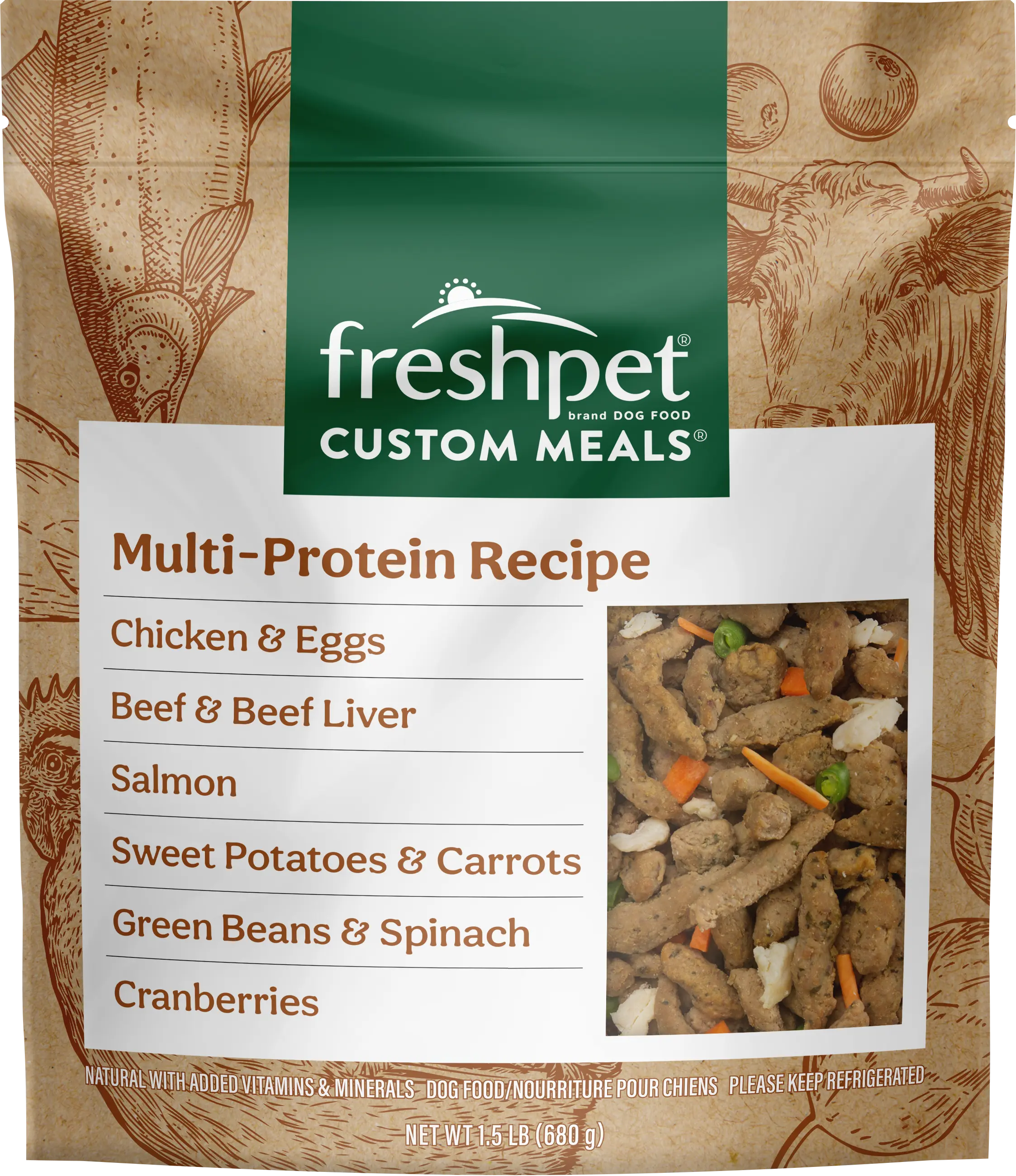 Freshpet Custom Meals Multiprotein Recipe - Best Dog Food for Skin & Coat