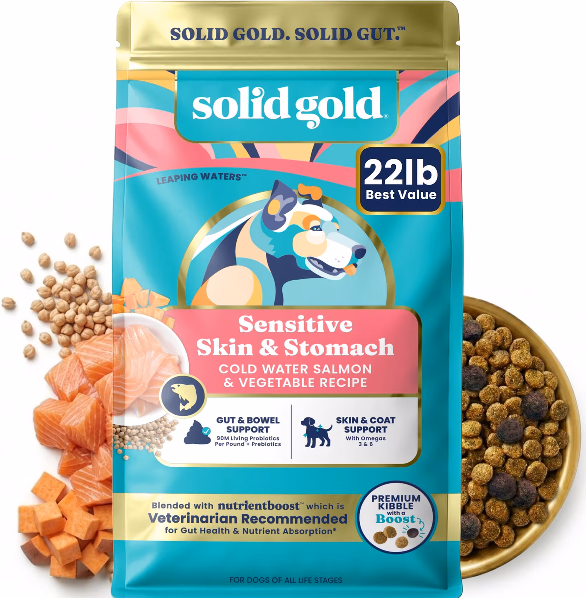 Solid Gold NutrientBoost Leaping Waters Sensitive & Stomach Cold Water Salmon & Vegetable  - Best Fish Dog Food 2026